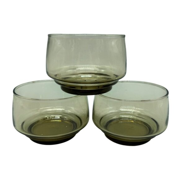 Set Of 3 Vintage Glass Bowls RARE VTG Libby Tawny Cups- Stackable, Very Simple - Picture 1 of 4